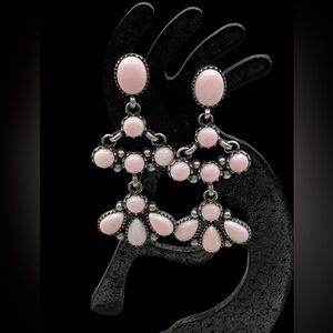 Signed Navajo Native American Sterling Silver Conch Shell Dangle Earrings